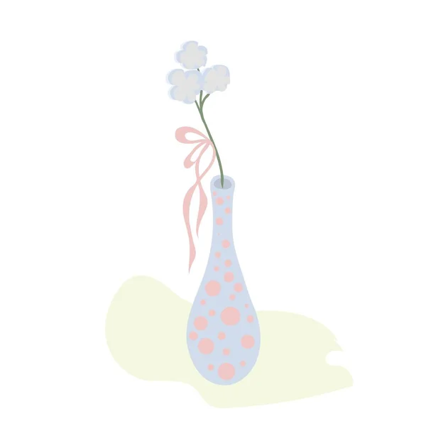 Schöne dekorative Blumen in einer Vase. Einfacher Doodle-Stil für Postkarten, Notizbücher, Aufkleber, Design. — Stockvektor
