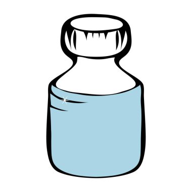 Mürekkep şişesi çizimi, gravür. Üzerinde parmak izi olan tişört. Çizik stilinin bir taklidi. Siyah beyaz el çizimi resim.