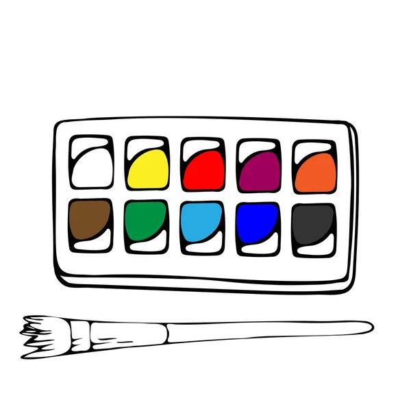 Konst leveranser och verktyg vektor pack. Ritverktyg inställda. Material för målning med akvareller. — Stock vektor