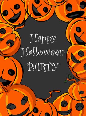 El çizimi resimli Cadılar Bayramı partisi davetiyesi. Tebrik kartları veya posterleri.