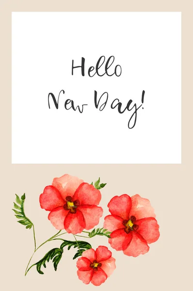 Üdvözlőlap felirattal és vörös mákvirággal. — Stock Fotó