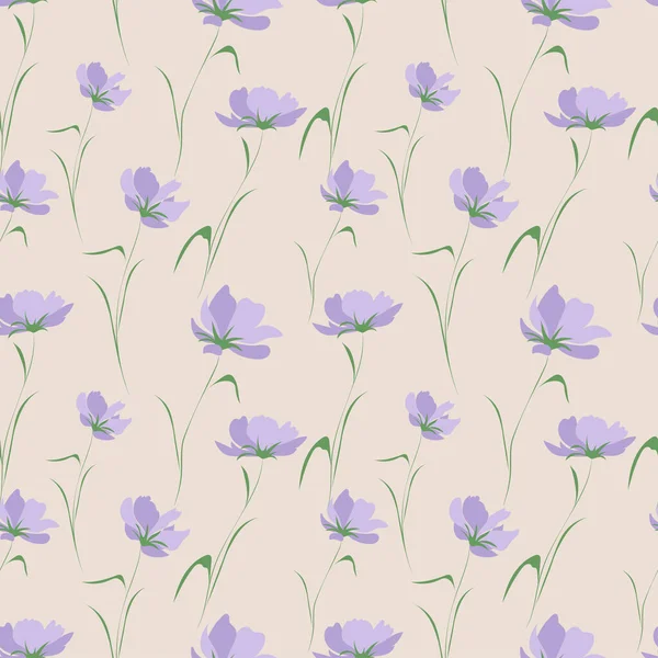 Motif floral de petites plantes et fleurs sur un fond clair. — Image vectorielle