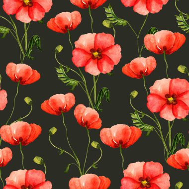 Tarla gelincikleri tarafından boyanmış soyut çiçek desenli. Yüzey, tekstil ve tasarım için üstün baskı.