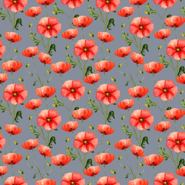 Tarla gelincikleri tarafından boyanmış soyut çiçek desenli. Yüzey, tekstil ve tasarım için üstün baskı.