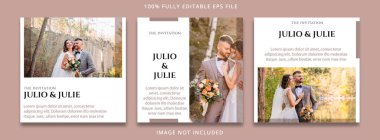 set of social media posts for wedding invitation clipart