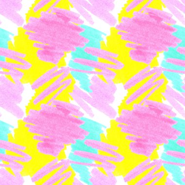 Renkli çizgiler, şekiller, işaretleyiciler tarafından çizilen karalamalardan kusursuz desenli soyut arkaplan.