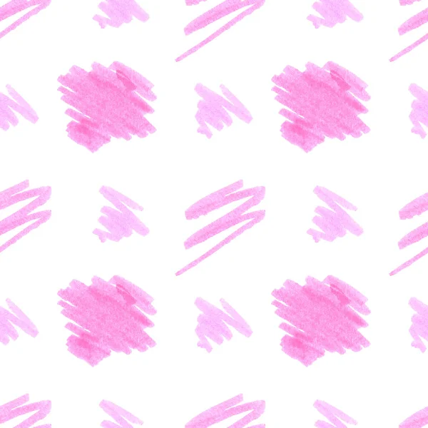 Seamless Pattern Set Pink Lines Doodles Made Marker White Background — Stockfoto
