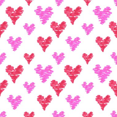 Keçeli kalemle keçeli kalemlerin çizdiği karalama tarzında, kupa izli kusursuz desen. Festival tasarımı, ambalaj, duvar kağıdı, kumaş, tekstil, kırtasiye, aksesuarlar için renkli arkaplan.