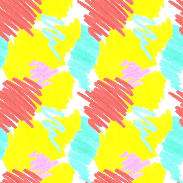 Naadloos Patroon Van Kleurrijke Vlekken Viltstiften Art Stroke Design Kleurrijke — Stockfoto