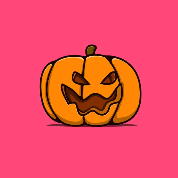 Pumpkins Set Pink Background Main Symbol Happy Halloween Holiday Orange — Stock Vector