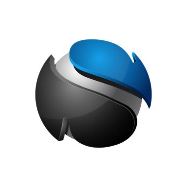 S harfi logo şablonu iş ve şirket kimliği için mavi gri daire 3D tasarımı