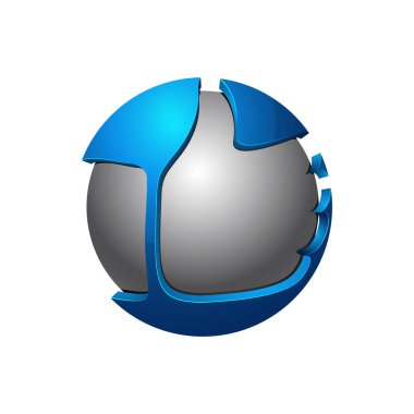 İşletme ve kurumsal kimlik için mavi gri daire 3D dizayn edilmiş başparmak hareketi logo şablonu