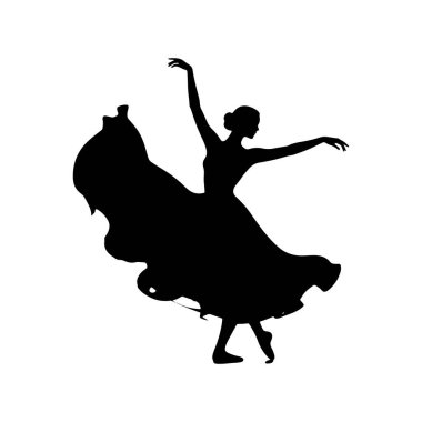 Kadın dansçının silueti zarif minimalist hareketler sergiliyor.