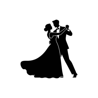 Zarif hareketlerle ve sıcaklıkla dans eden gelin çiftin siluetleri.