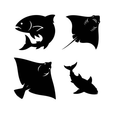 Derin deniz balığının silüeti. Büyük ve ayırt edici bir vücut şekli var.