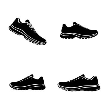 Spor ve dinamik bir tasarıma sahip, enerji ve hareketi temsil eden erkek ayakkabılarının silüeti.