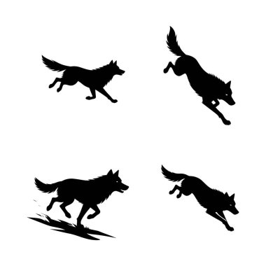 Ayın Altında Koşan Kurt 'un vektör silueti