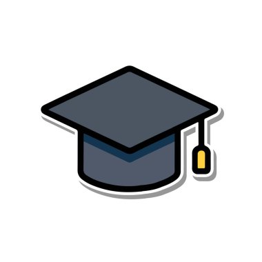 Sarı Tasselli Çizgi Film Biçimi Mezuniyet Şapkası