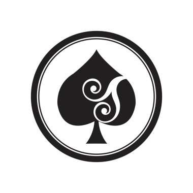 Maça ası logo vektör çizim şablonu