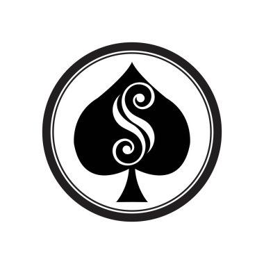 Maça ası logo vektör çizim şablonu