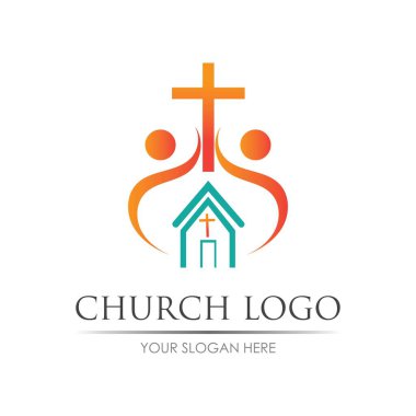 Kilise logosu vektör çizim şablonu
