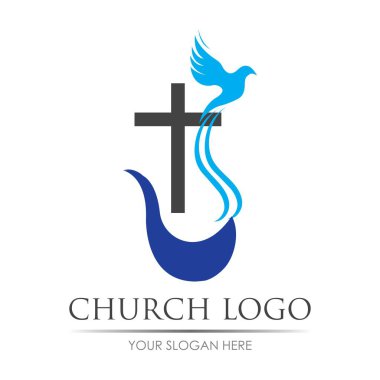 Kilise logosu vektör çizim şablonu