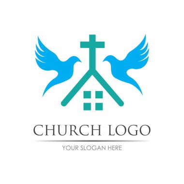 Kilise logosu vektör çizim şablonu