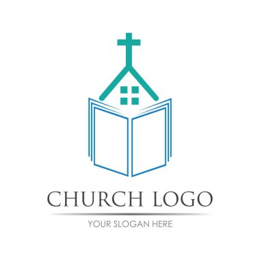 Kilise logosu vektör çizim şablonu