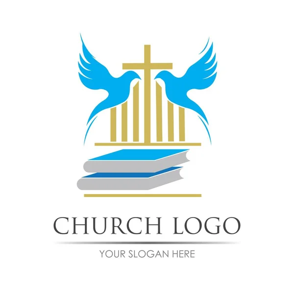 Igreja Logotipo Vetor Ilustração Design Modelo — Vetor de Stock