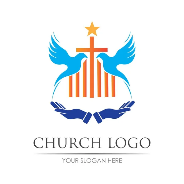 Igreja Logotipo Vetor Ilustração Design Modelo — Vetor de Stock