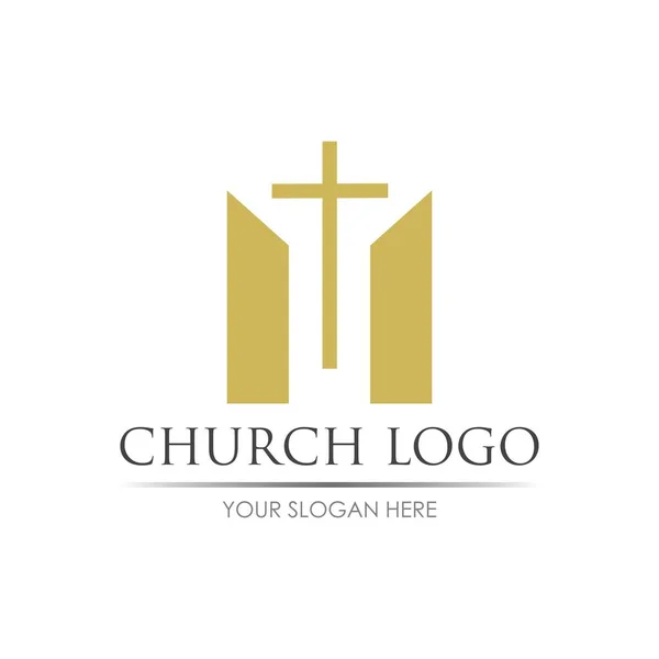 Igreja Logotipo Vetor Ilustração Design Modelo — Vetor de Stock