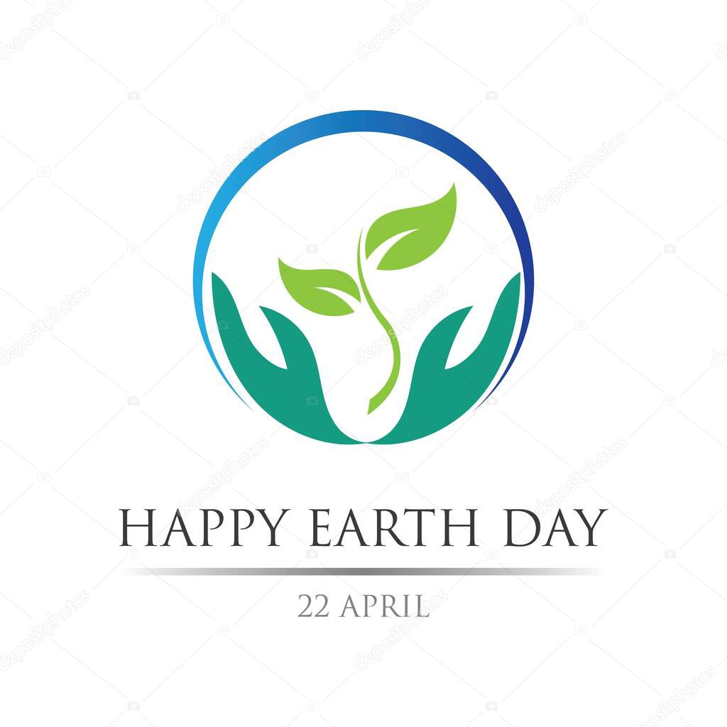 Earth day logo illustration design template,happy earth day 22 april