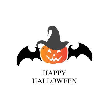 Cadılar Bayramı partisi, çizilmiş Cadılar Bayramı balkabağı sembolü, logo tasarımı, vektör çizimi