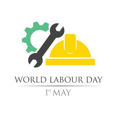 Dünya Çalışma Günü 1 Mayıs logo vektör çizim şablonu.