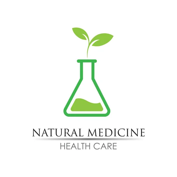 Doğal Tıp Logosu Resim Tasarımı — Stok Vektör