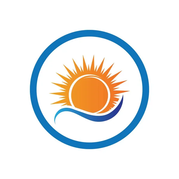 Naturaleza Mar Ola Agua Sol Icono Vector Ilustración Diseño Logo — Vector de stock