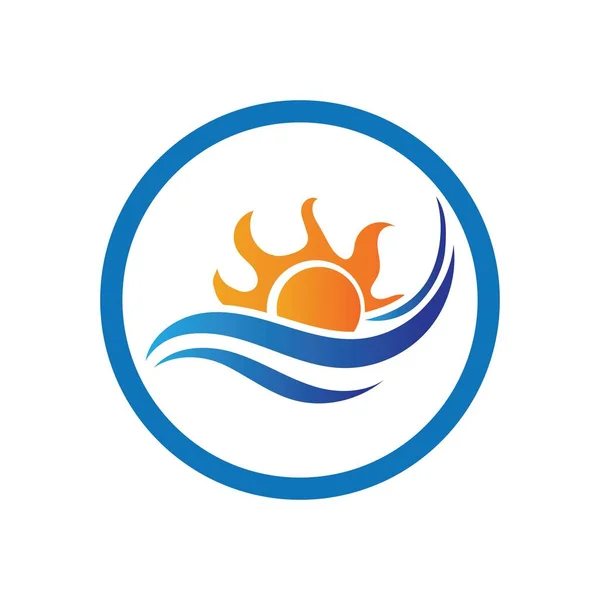 Naturaleza Mar Ola Agua Sol Icono Vector Ilustración Diseño Logo — Vector de stock