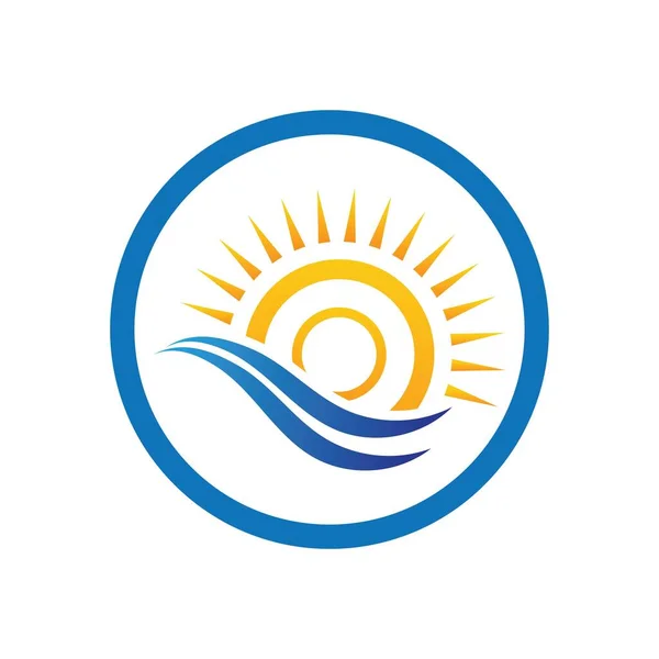 Nature Sea Water Wave Sun Icon Vector Illustration Design Logo — Stock Vector