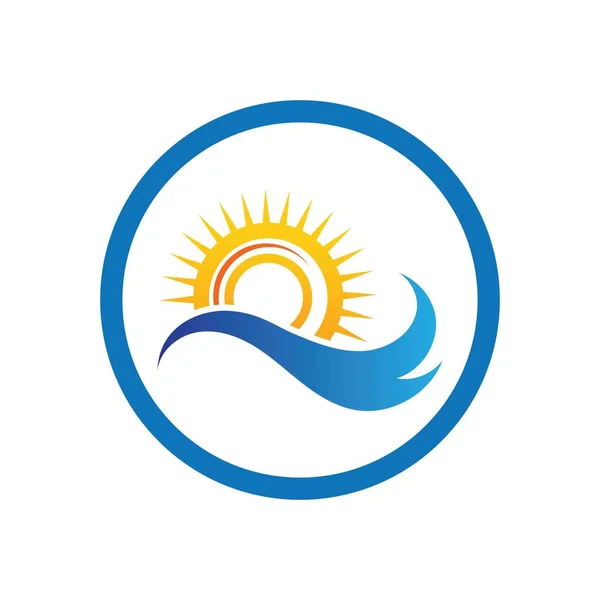 Nature Sea Water Wave Sun Icon Vector Illustration Design Logo — Stock Vector