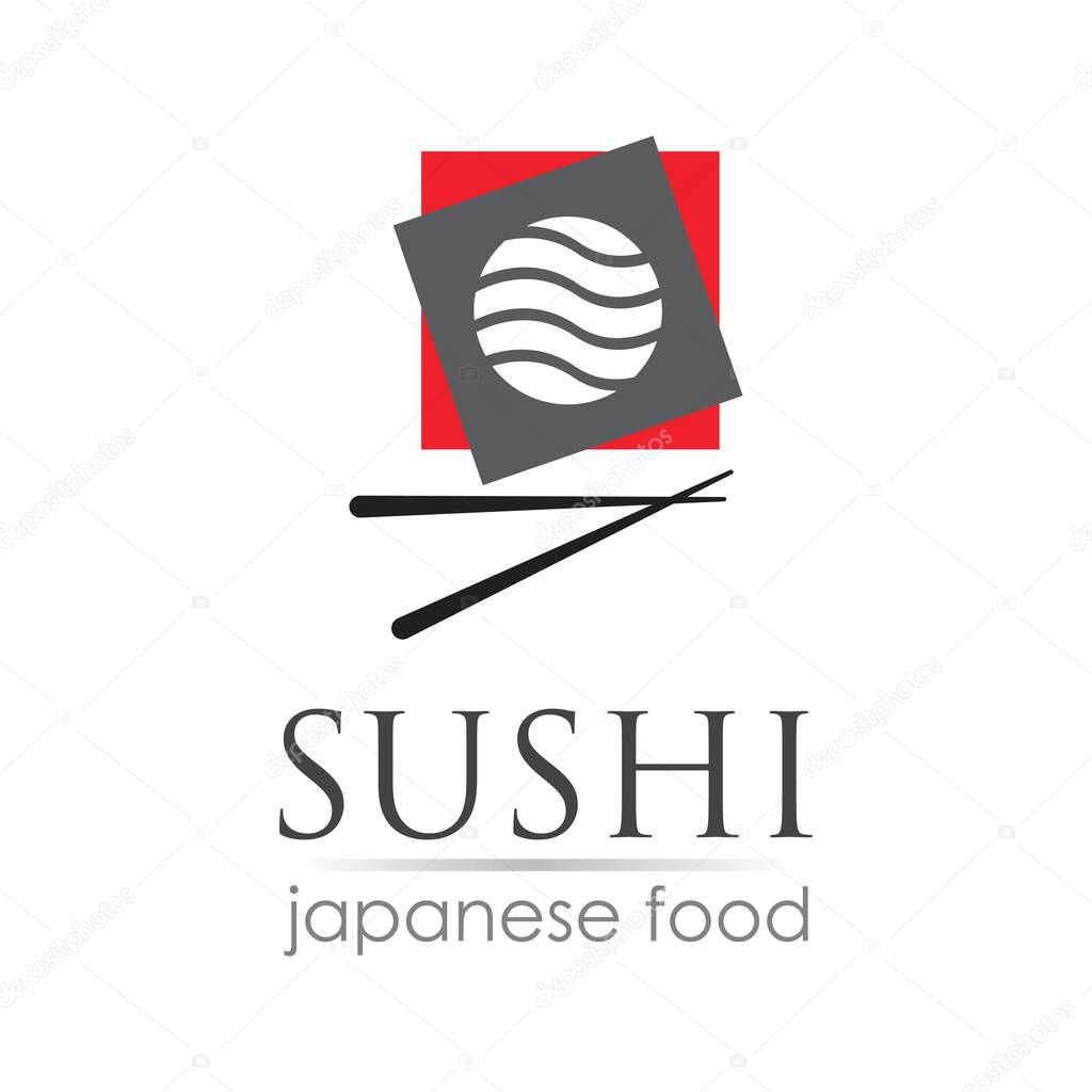 Sushi logo template for Japanese food cafe with salmon sushi