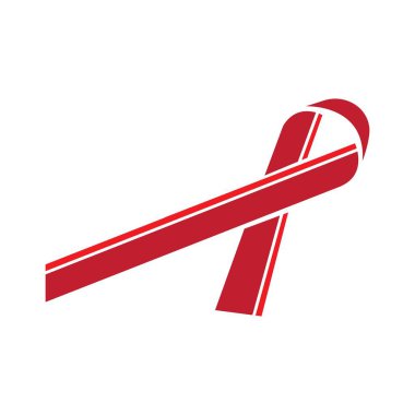 Kırmızı kurdele AIDS, HIV ikonu illüstrasyonu, kelime AIDS günü, AIDS farkındalık vektörü illüstrasyonu