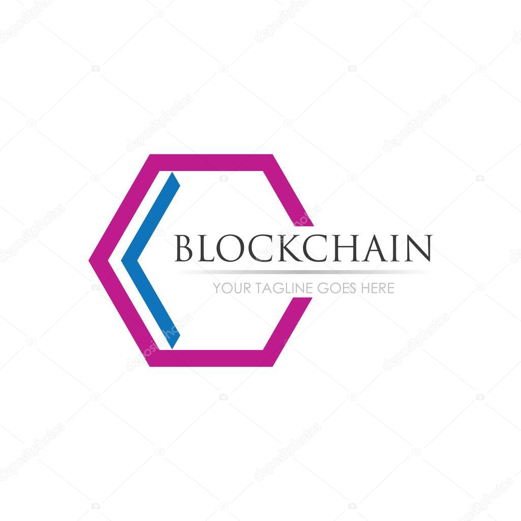 Block Chain Logo Technology Icon. Digital Vector Modern Symbol. 