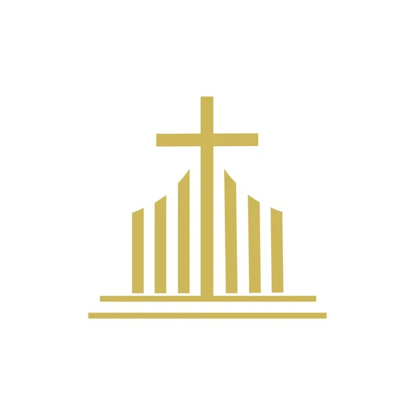 Iglesia Línea Cristiana Diseño Del Logotipo Del Arte Símbolos Cristianos — Archivo Imágenes Vectoriales