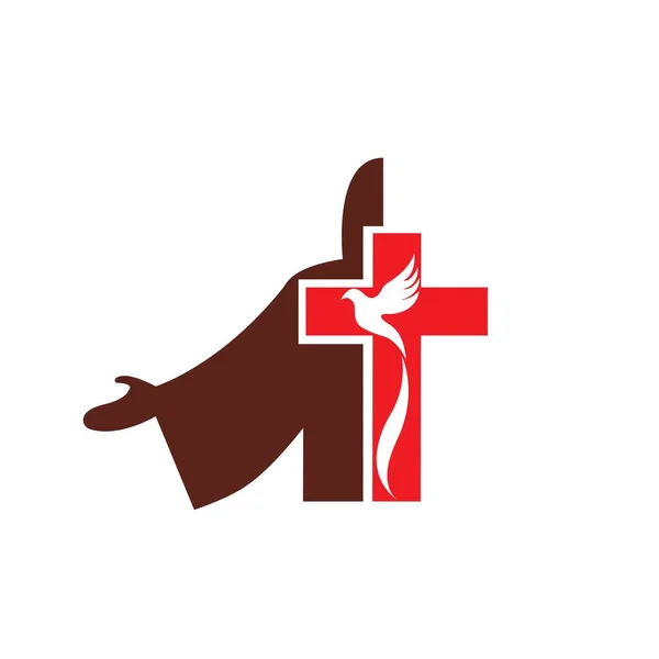 Kilise Hristiyan Çizgisi Sanat Logosu Tasarımı Hıristiyan Sembolleri — Stok Vektör