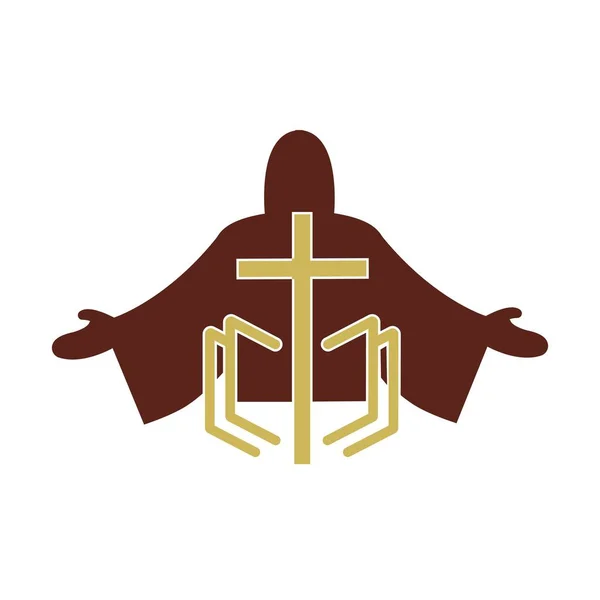 Kościół Chrześcijański Linia Projektowanie Logo Sztuki Symbole Chrześcijańskie — Wektor stockowy