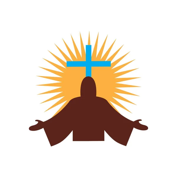 Chiesa Linea Cristiana Arte Logo Design Simboli Cristiani — Vettoriale Stock