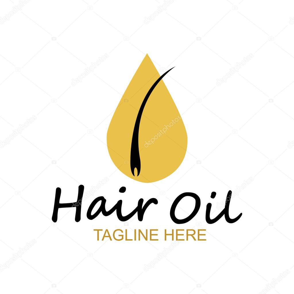 Hair oil essential logo with drop oil and hair logo symbol-vector