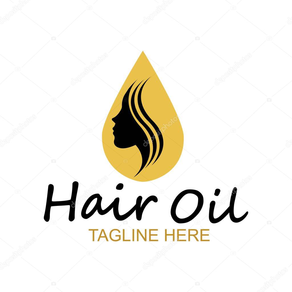 Hair oil essential logo with drop oil and hair logo symbol-vector