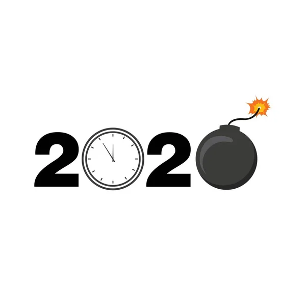 Feliz Año Nuevo 2020 Logo Diseño Texto Vector Ilustración Vector — Archivo Imágenes Vectoriales