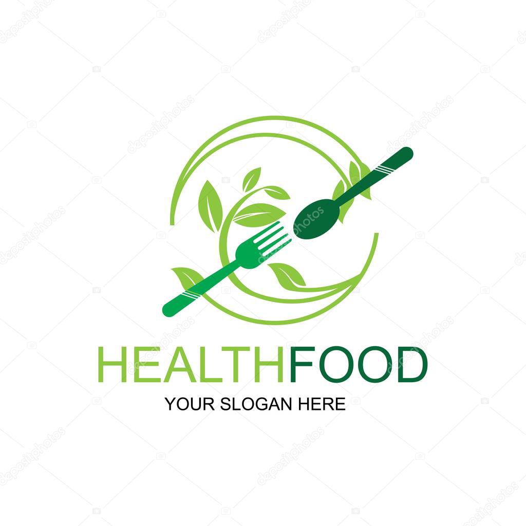 healthy food logo vector design icon illustration